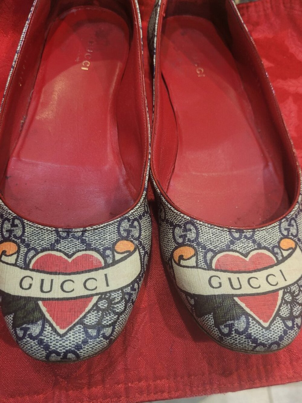 GUCCI Guccissima*Extremely Rare*Heart*Rose*Floral~Loafer Shoes & Box 39.5